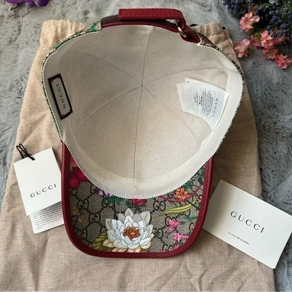 ✨ NWT Gucci Flora GG Supreme Monogram Coated Canvas Baseball Hat - Size M - Picture 9 of 16